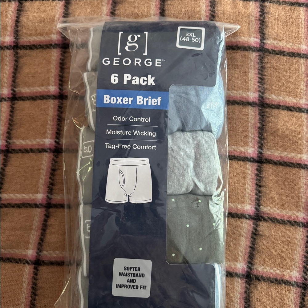 George Gray and Blue Boxer Briefs 6 Pack Comfortable Fit